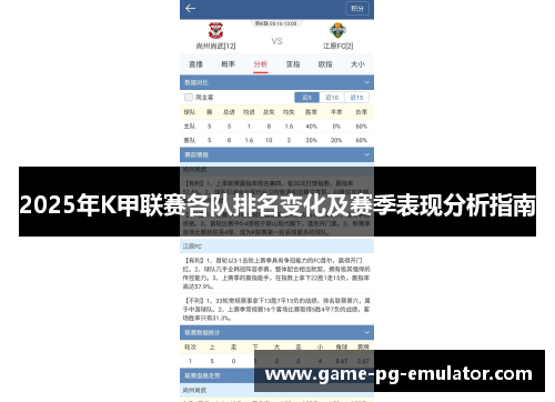 2025年K甲联赛各队排名变化及赛季表现分析指南